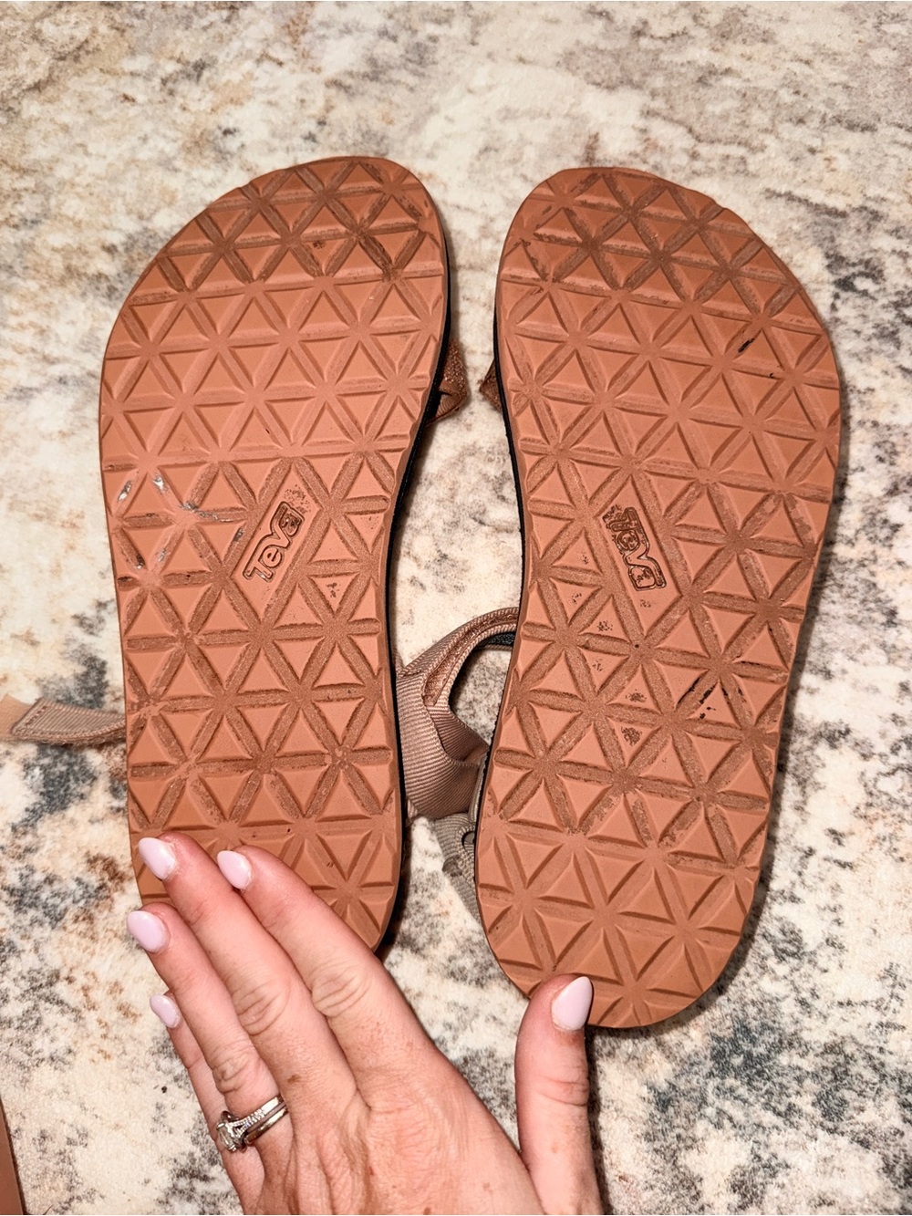 Teva Women's Two-Tone Strap Sandals in Black, Beige and Tan - Picture 3 of 5
